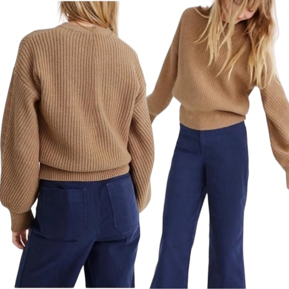 Madewell Sweaters - Madewell Fairbanks Pullover Merino Wool Blend Ribbed Chunky Knit Sweater Size XS